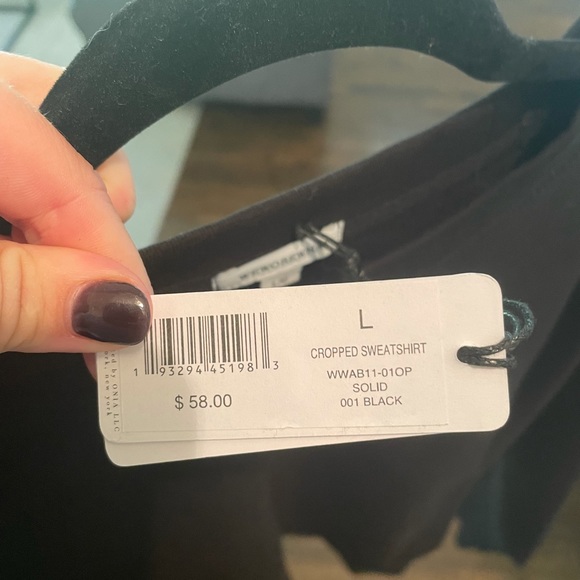 WeWoreWhat Cropped Sweatshirt - Black - size L - NWT - Picture 3 of 5